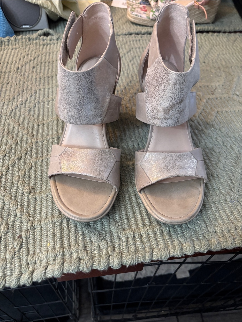 Block Heel Sandal in Light Taupe - Women's Ankle Strap Comfort Sandal